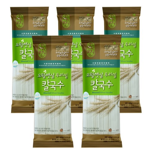 100% 국내산 밀로 만든 우리밀 칼국수면 2kg (400g x5), 400g, 5개