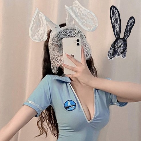 글램디브 바니 코스프레 바니걸 레이스 머리띠 베일 할로윈 이벤트복 코스튬 파티(2개) AK0298