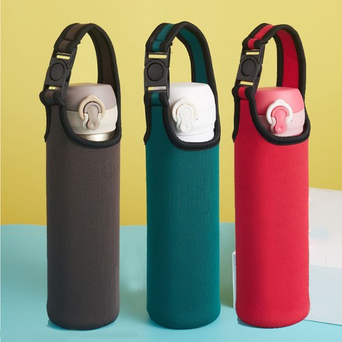 바시니아 핸디 보틀 물병 파우치 텀블러파우치 3개세트 550ml, 2개, 06_브라운 딥그린 레드블랙테두리