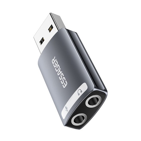 Essager USB C타입 외장형 사운드 카드, USB 듀얼 포트, 1개 PC주변기기
