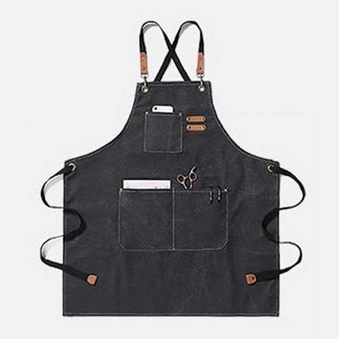 CRAYON 캔버스앞치마 바리스타 데님 카페 미용 공방 식당, 1개, 1-1. 블랙