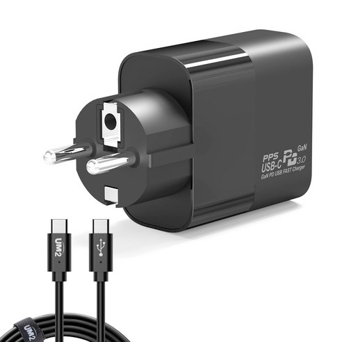 UM2 65W CtoC타입 PD GaN 고속 멀티 접지 충전기 맥북 노트북 어댑터 79PDGAN, 01. 블랙 + 케이블, 1개