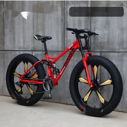 바퀴두꺼운자전거 팻자전거 풀샥 광폭타이어 오프로드 다운힐 mtb MTB, 24단, 26인치, 블랙 오발이 휠