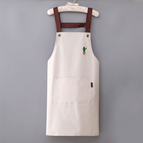 [SW] 1Pc 방수 앞치마 여성 단색 턱받이 앞치마 여성 성인 가정 요리 베이킹 커피 숍 깨끗한 앞치마 주방 악세사리, WHITE