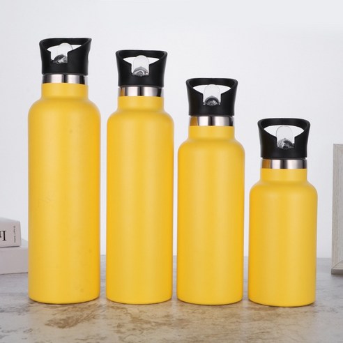 ZZJJC 304 스테인리스 스틸 아웃도어 스포츠 주전자 500ml, 350ml, 감아 만든 황색에 황색 광 뚜껑을 맞추다.