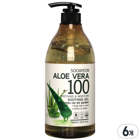 수아연 알로에베라 수딩젤, 1000ml, 6개