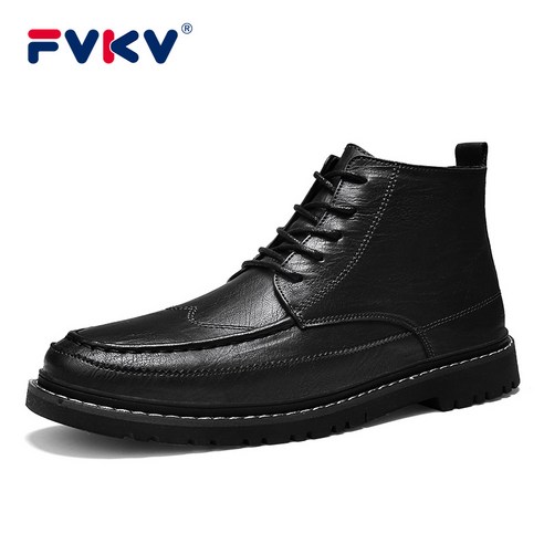 FVKV 마틴 부츠 남성 부츠 패션 레트로 미드 하이 부츠 남성 편안한 내마 모성 두꺼운 밑창 증가 캐주얼 신발 남성 신발