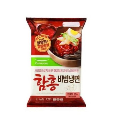 (풀무원)과일숙성비빔장에 새콤한 무절임을 올린 함흠비빔냉면 2팩, 460g, 12개