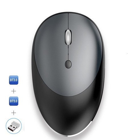 [시요] 3.0/5.0 블루투스 무선 충전식 무소음 마우스 블루투스 2.4GHz USB 마우스 노트북 pc용, black, 하나