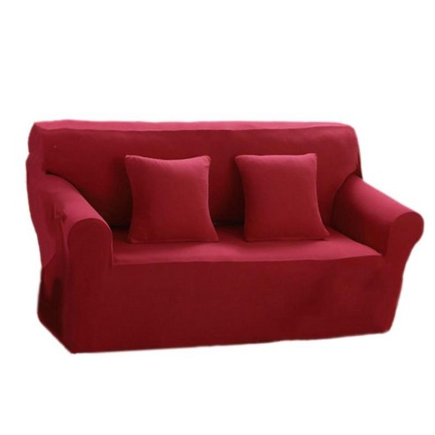스판덱스 슬립 커버 소파 커버 LOVESEAT 2 인승 소파 가구 커버 솔리드 컬러, 부르고뉴