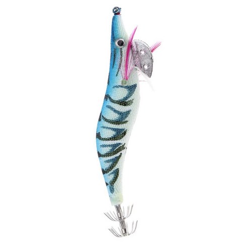 낚시 미끼 오징어 지그 후크 나무 새우 인공 스피너 미끼, 블루, 11cm, 플라스틱