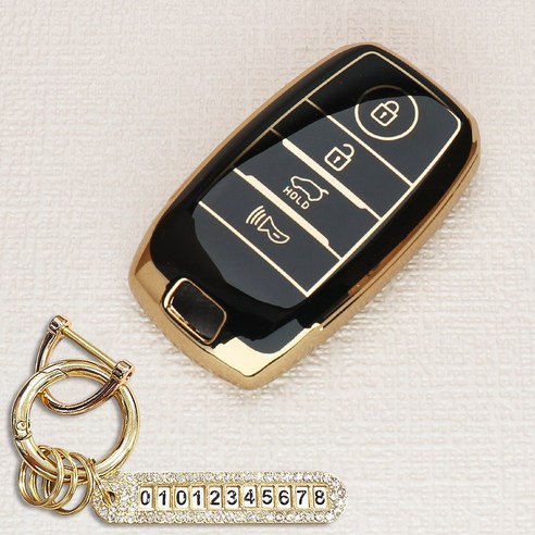 튜모 기아 K3 K5 K7 K8 K9 스포티지 쏘렌토 카니발 EV6 니로 스팅어 모하비 레이 모닝 TPU 골드라인 스마트키케이스 키링, KN-08, 골드오링-블랙