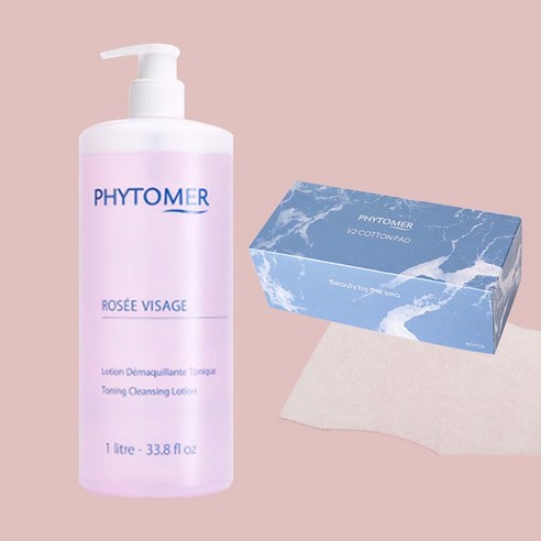 피토메르 로제비자쥐 토너 1000ml+1/2코튼패드80매 프랑스 장미수 워터 스킨 예민 민감 수분 토너 메이크업 리무버 클렌징, 피토메르 화장솜 80매, 1L