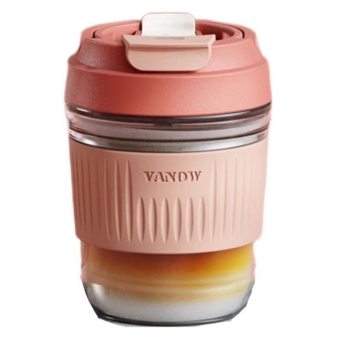 Vanow 더블 드링크 휴대용 텀블러, 1개, 카라멜, 350ml