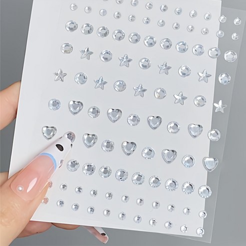 메이크업 큐빅 스티커 페이스 스티커, 96 실버하트, 1개