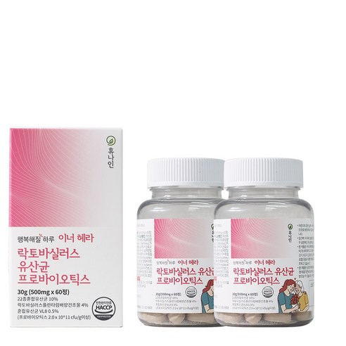 질유산균  휴나인 이너 헤라 락토바실러스 유산균 질 유래 유산균 프로바이오틱스 60정 (2개월분) 행복해질 하루 질유산균 여성 유산균, 2개