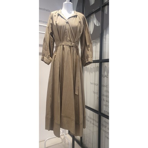 [듀엘] DEWL 빠시락 칠부소매 고급진 카키 원피스 럭셔리 끝판왕 d223mse011 NC일산