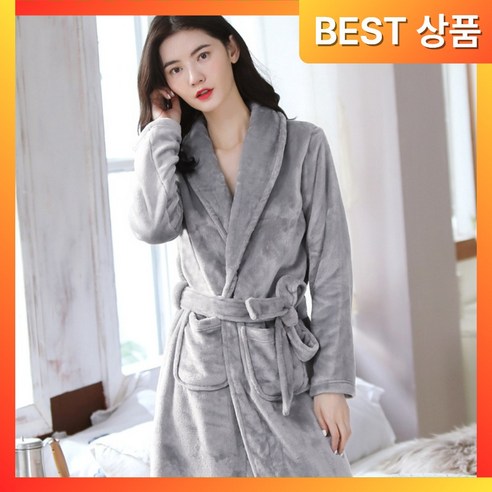 로빈홈즈 포근한 샤워가운 목욕가운 커플, 여성용, 1개, [BEST] 프리미엄 그레이
