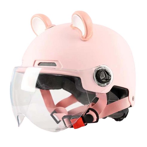 모던한 곰돌이 디자인 자전거헬멧 고글헬멧 성인용 오토바이 킥보드 클래식 반모 헬멧 다색, 핑크