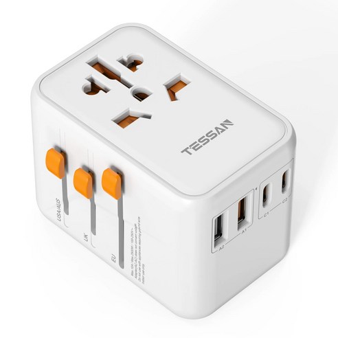 TESSAN 65W 100W 해외 여행용 멀티어댑터 2USB포트 2 C타입포트, 5개, white