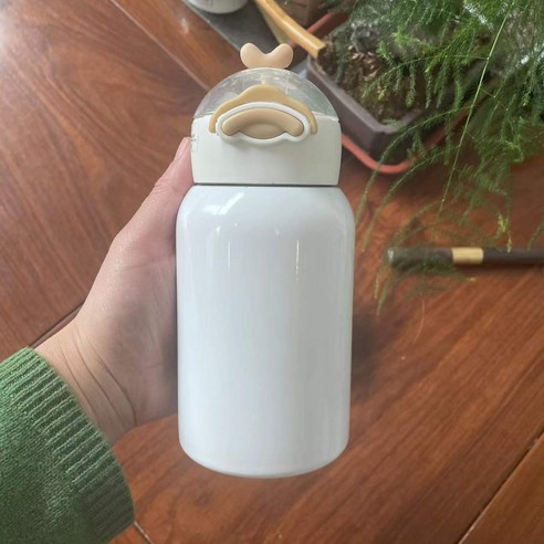 ZZJJC 텀블러 트렌드 304 스테인리스 소재 남녀 휴대용 주전자, 400ml, 흰색