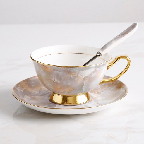 DFMEI.커피잔 세트요.Coffee cup set금골자 커피잔 세트 영국식 홍차잔 유럽식 도자기 커피잔 오후차 선물세트입니다., 대리석 컵 (분말), DFMEI.전통적인