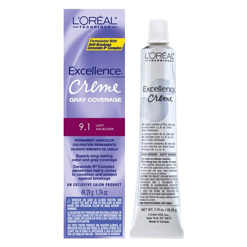 로레알 엑셀런스 크림 그레이 커버리지 49.29g, 9.1 Light Ash Blonde, 1개