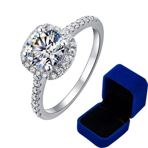 여성용 남성용 모이사나이트 목걸이 귀걸이 펜던트 모조 다이아몬드 100 moissanite 반지 1ct 2ct 3ct 브릴리언트 다이아몬드 헤일로 약혼 반지 여자 약속 선물 인공남자다이아몬드반지 Best Top5