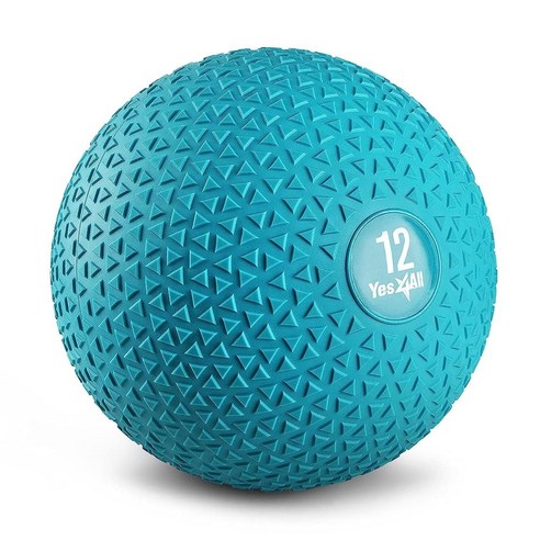 요가용품 토닝볼/메디신볼 Yes4All 근력 및 크로스핏 운동을 위한 4.5kg 슬램 메디슨 볼 정품보장, 12lbs, Trendy teal