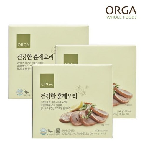 [올가] 건강한 훈제오리 (180gX2개입X2), 360g, 2개 품애복훈제오리