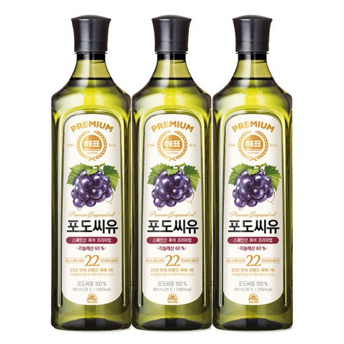 해표 포도씨유, 900ml, 3개