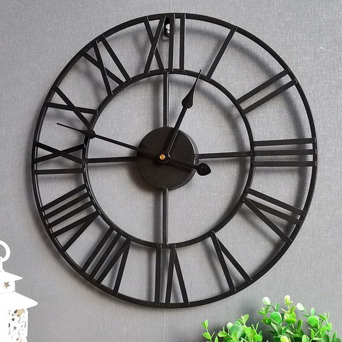MIRTS 벽시계 무소음벽시계, 40CM 블랙