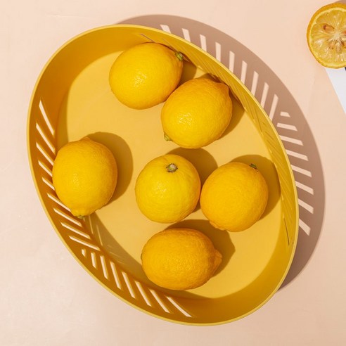 폴리 귀여운 플라스틱 보관 바구니 과일 바구니 주방 거실 스낵 보관 상자 랙 대형 과일 및 야채 배수 바구니 흰색, 노란색