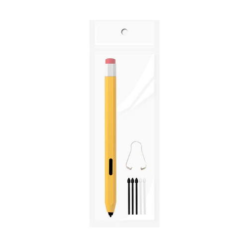 에코아미 갤럭시 탭 S7 FE S8 플러스 울트라 S펜 연필 실리콘 케이스 + 펜촉 5개(화이트+블랙), 옐로우+ 펜촉 5개(화이트+블랙)