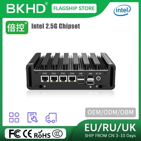 BKHD OEM 맞춤형 G31 4x2.5G 이더넷 팬리스 음소거 소프트 라우터 Pfsense 방화벽 셀러론 J6412 인텔 미니 PC 2 COM DP + HD_MI, 다른, NO RAM NO SSD