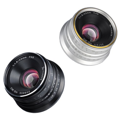 7Artisans 25mm F1.8 APS-C 매뉴얼 광각 표준 단 렌즈 소니 E 후지 X M43 캐논 EOS-M 마운트, 검은색, 소니 E 마운트