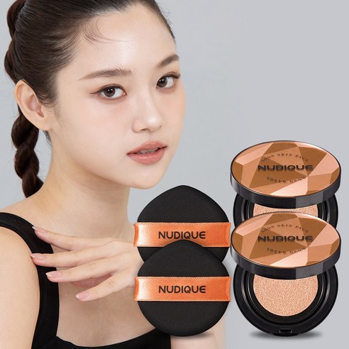 누디크 물광 쿠션 이엘리야 연예인 팩트 7종 보석 순스킨 쉬어 글로우 팩트 본품 15g 모공 커버력좋은 파운데이션, 2개, 23호