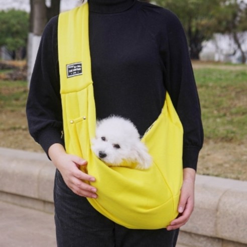 반려동물 강아지 슬링백 이동가방 포대기 반려견 포대기, 옐로우, 1개