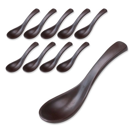 키치노 YK 우동 스푼 10P 비쥬 멜라민 업소용 국물 수저, 1세트, 10개, YK비쥬824우동스푼 브라운