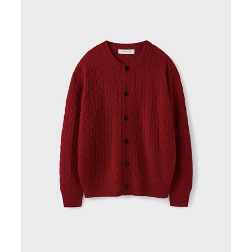 유니온블루 UNION BLUE CABLE WOOL CROP CARDIGAN RED