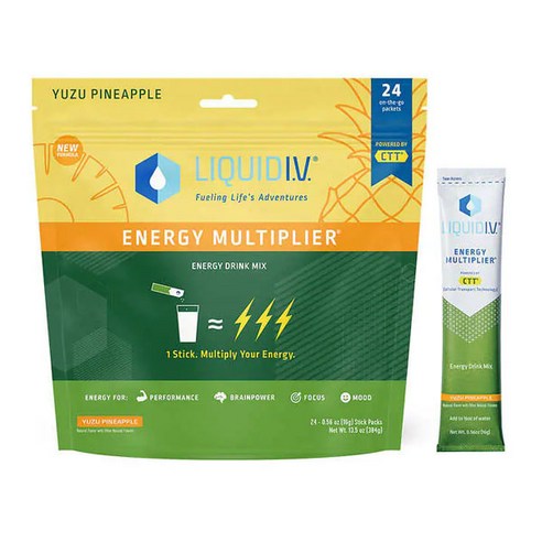 리퀴드 아이브이 하이드레이션 유자 파인애플 16g 24개 384g (Liquid I.V. Energy Multiplier Yuzu Pineapple 24 Servings), 384g, 1개