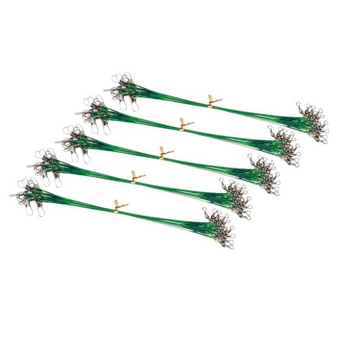 피벗 및 스냅이 있는 헤비 듀티 스테인리스 스틸 낚싯줄 50팩, 녹색 30cm, 설명, 스테인레스 스틸