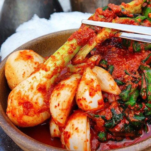 봄날의 향긋함을 식탁으로, 극조생 전라도 양파줄기김치 맛보기 양파줄기김치