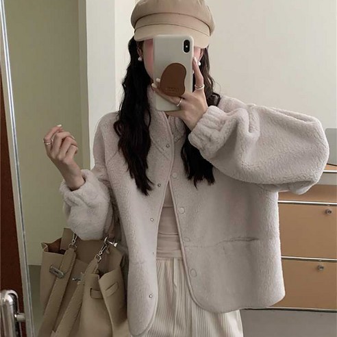 헤네스 여성 뽀글이 퍼 숏 자켓 후리스 양털자켓 점퍼