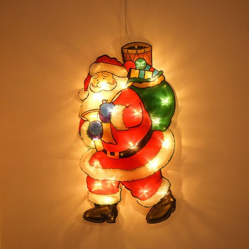 걸스코코 감성 가득 크리스마스 LED 부착식 걸이식 장식등 오너먼트 인테리어 조명 장식, 산타크로스선물-대형