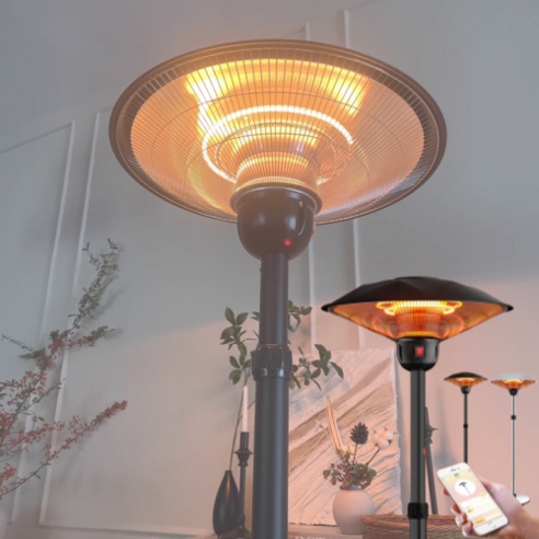 야외 및 실내 사용에 적합한 대형 업소용 히터, 소형 3000W 블랙 삿갓 난로 히터(remote control) 파티오히터
