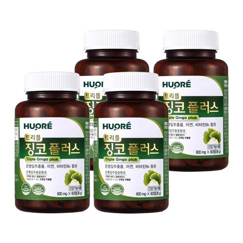 징코플러스 징코 은행잎추출물 혈액순환 혈액순환개선 기억력 은행잎 트리플징코플러스, 60정, 4개