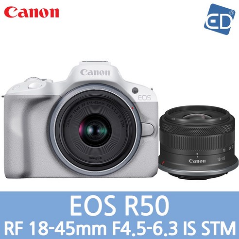 캐논  [캐논 정품] EOS R50 /RF S18-45mm F4.5-6.3 IS STM 렌즈 KIT /ED, 02. 캐논정품 R50+RF 18-45mm-화이트