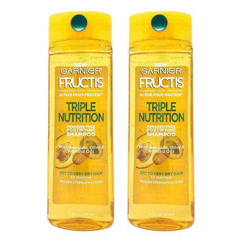 프루티스 트리플 뉴트리션 포티파잉 샴푸 아보카도 앤 올리브 앤 아몬드 오일, 2개, 370ml