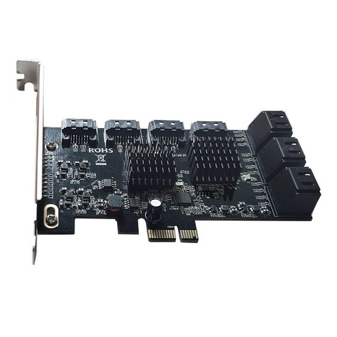 Xzante PCI-E SATA 확장 카드 1X-10포트 SATA3.0 6Gbps 데스크탑 PCIE-SATA 마이닝, 검정
